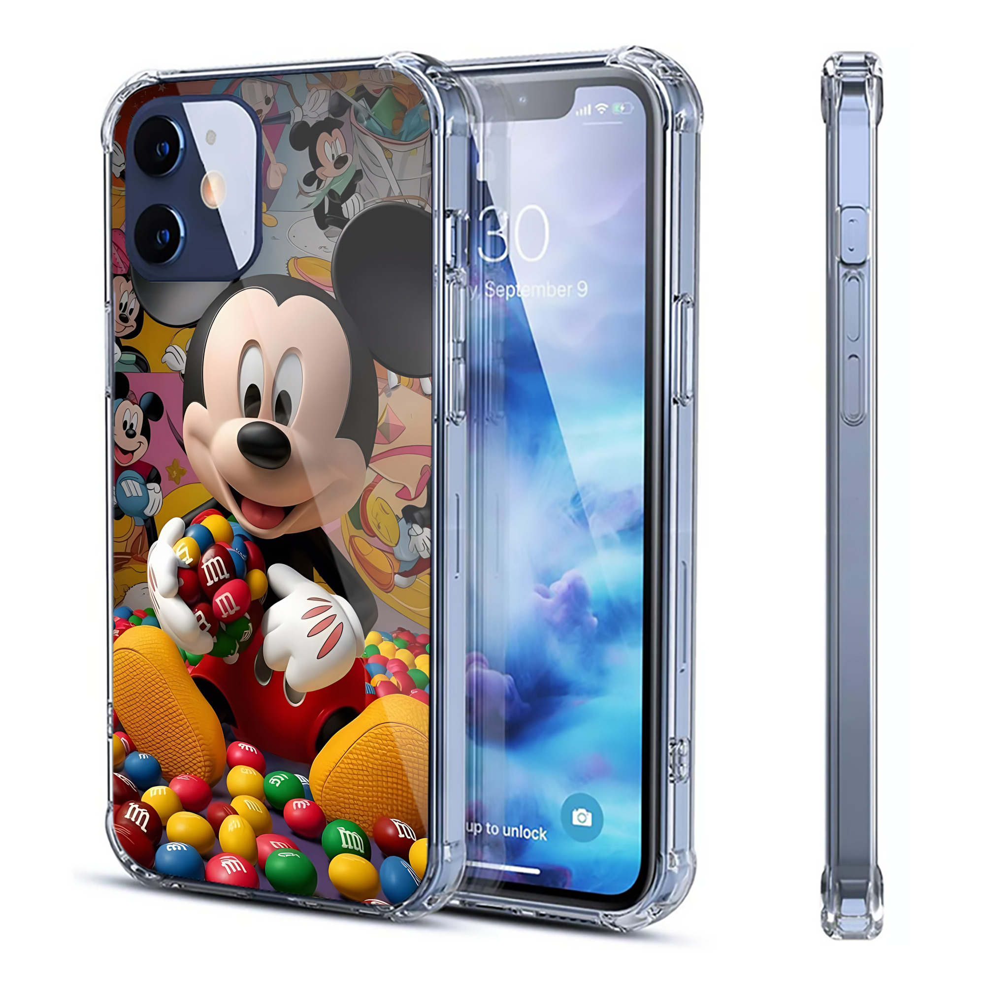 （画像用） ミッキーマウス Mickey Mouse 【iPhone 12シリーズ対応】透明スマホケース（クリアソフトケース）